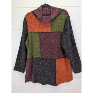 Vintage Patchwork Sweater Women Large Color Block Boho Art To Wear Long Goblin